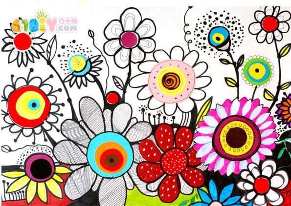 儿童手工 花朵创意绘画