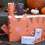 利用纸盒制作可爱的小猫一家