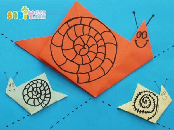 幼儿简单折纸手工 可爱小蜗牛