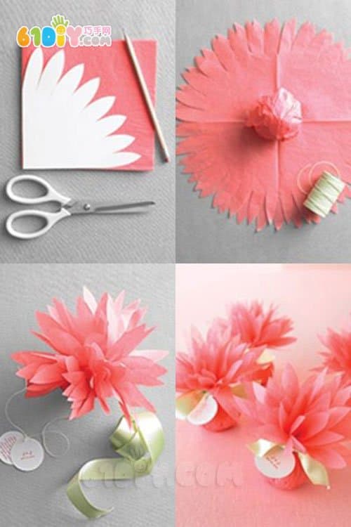 彩色薄纸制作花朵糖果包装