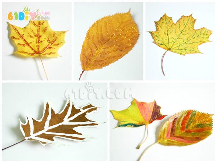 儿童秋天手工 简单的树叶涂鸦