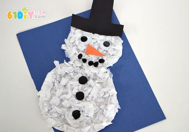 幼儿手工制作雪人搓纸贴画