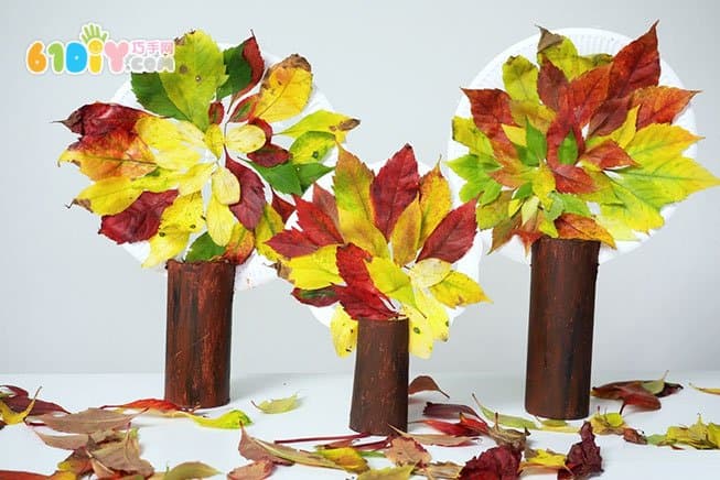 树叶DIY制作漂亮的秋天之树