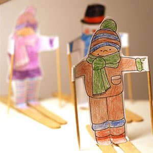 儿童冬天手工制作 滑雪的小人