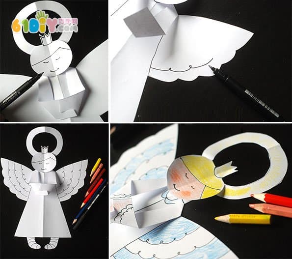 儿童手工制作可爱的立体圣诞小天使