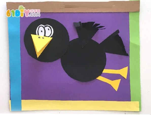 儿童手工制作乌鸦贴画