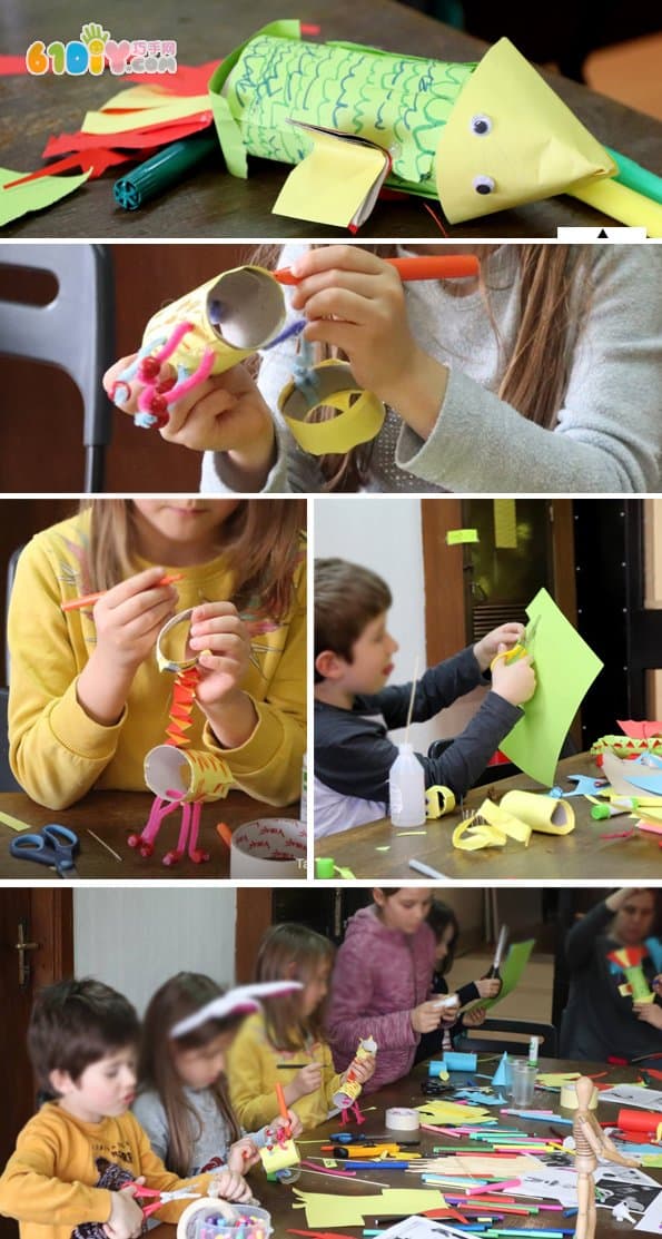 卷纸筒手工制作提线玩具恐龙
