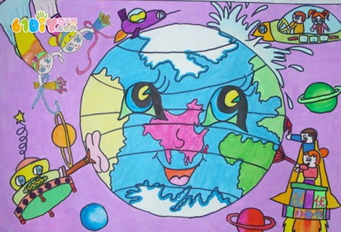 世界地球日儿童画作品图片
