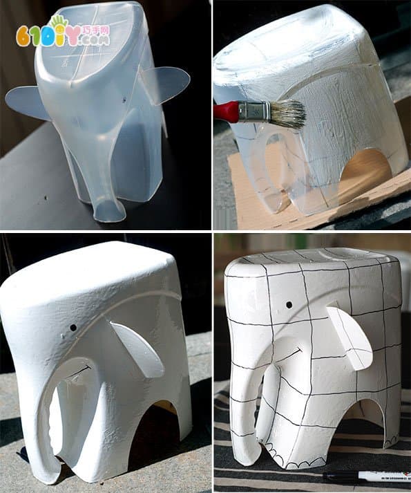 矿泉水瓶制作花格子大象艾玛