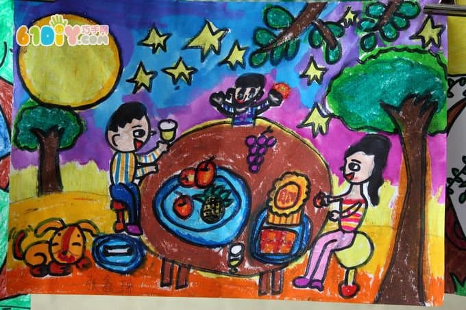 中秋节儿童绘画作品