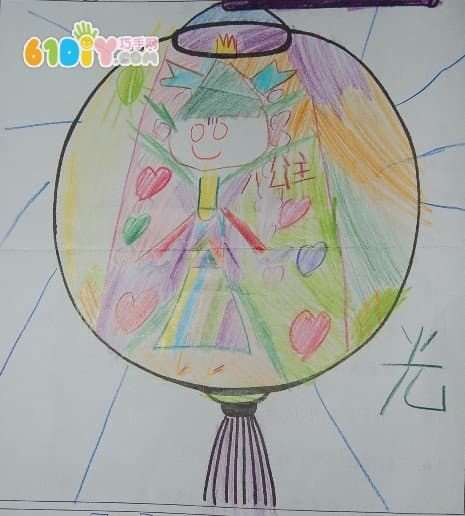 中秋节创意灯笼绘画贴画设计