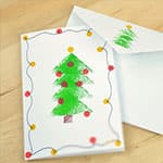 幼儿制作漂亮的印章圣诞树贺卡
